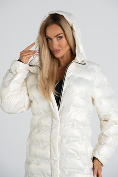 KURTKA LIDIA DŁUGA METALLICA ECRU